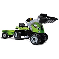 Smoby 710109 Farmer Max Tractor a pedales con remolque y pala- Verde- 3-6 años